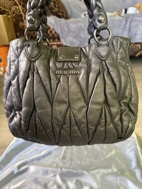 Miu Miu Matelasse Gray Handbag Gold Hardware